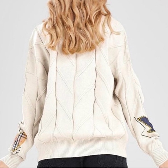 Ebossy Cream Cable Knit Cardigan Sweater - Picture 4 of 9